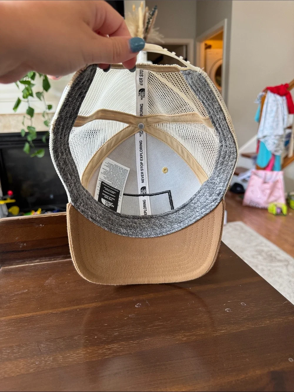 The North Face Beige and Brown Mesh Trucker Hat
